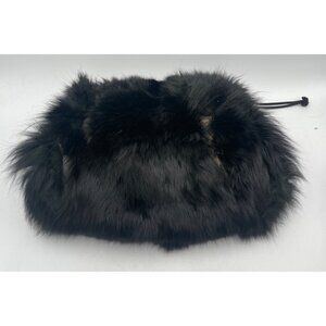 Vintage Black Fur Hand Muff With Drawstring